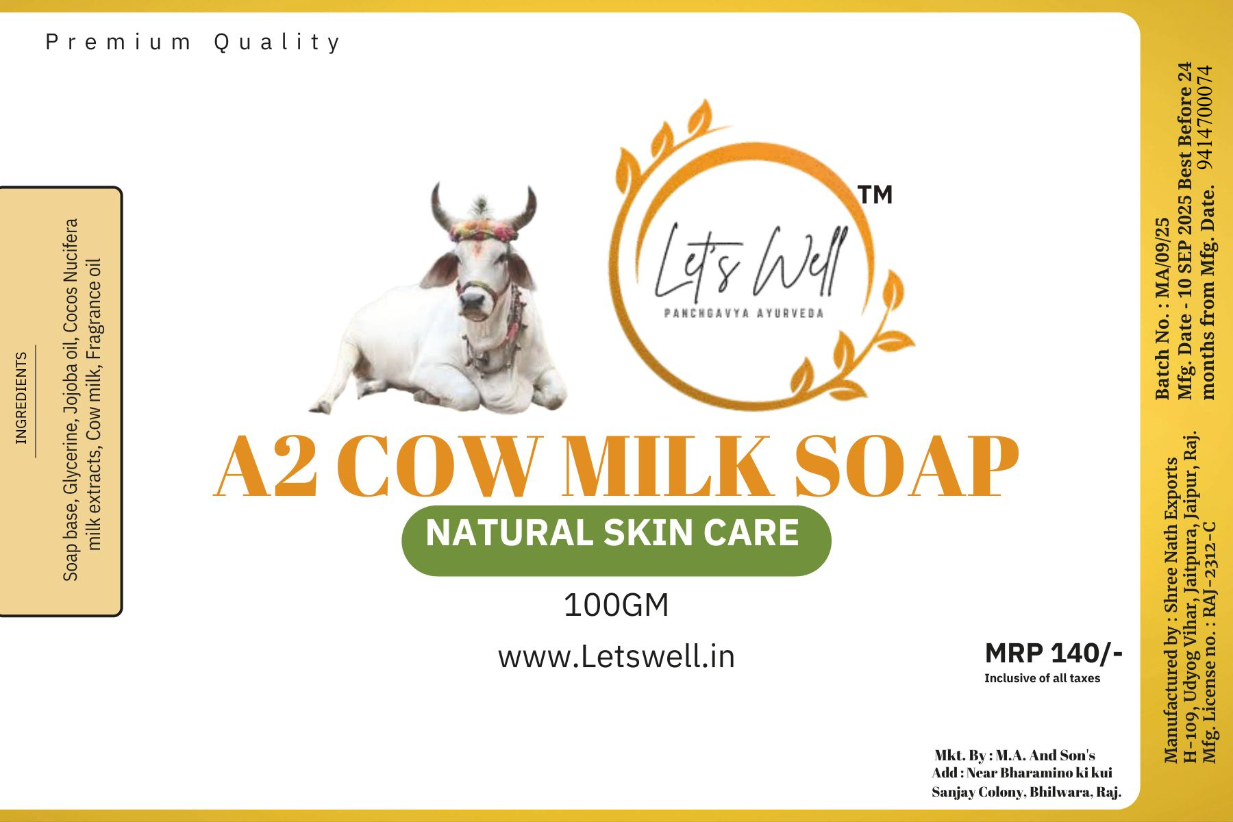 A2 COW MILK SOAP (Pack Of 11)